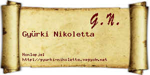Gyürki Nikoletta névjegykártya